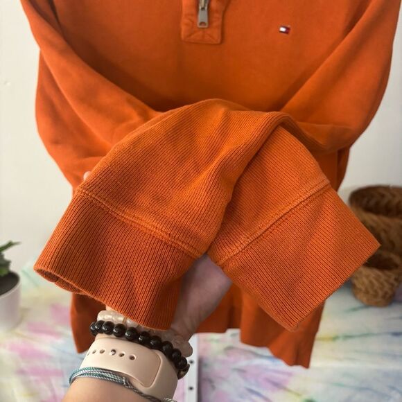 Tommy Hilfiger Orange Zip Up Sweater - Picture 5 of 7